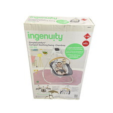 Ingenuity Simple Comfort Compact Swing with Wood Toy Bar - Chambray N9272