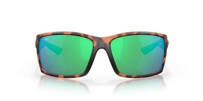 COSTA DEL MAR MEN REEFTON RECTANGULAR 64MM MATTE TORTOISE/GREEN MIRRORED