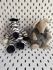 Jellycat Puffball Mouse & Rumble Tumble Zebra Fair Condition No Tags Marks& Pull