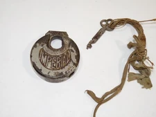 Vintage Old Antique Imperial Pancake Padlock Security Lock + Key