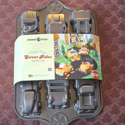 Nordic Ware Classic Cars Sweet Rides 6-Cavity Car Cupcake Pan Non-Stick Aluminum