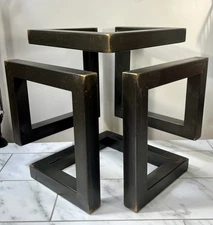 Industrial Abstract Geometric Brutalist Sculpture Welded Iron Distressed