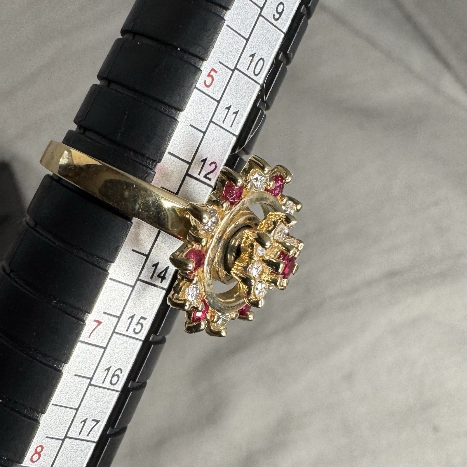 Diamond Ruby Spinner Motion Ring 14k Yellow Gold … - image 10
