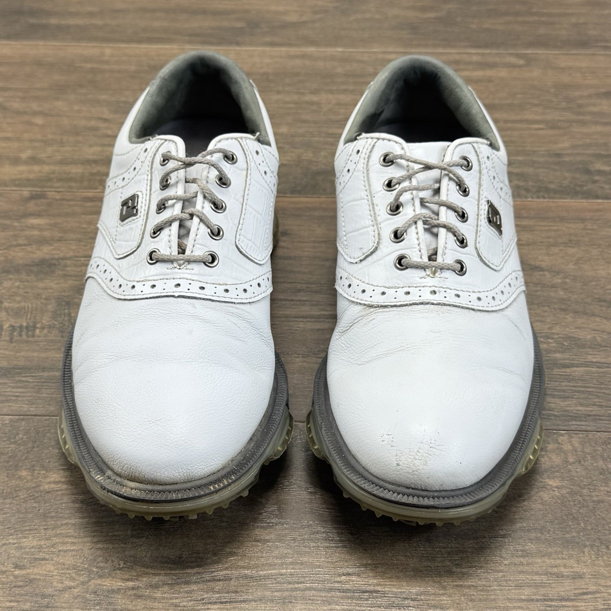 FootJoy Golf Shoes Mens 7.5 Dryjoys Tour White Leather Opti-Flex