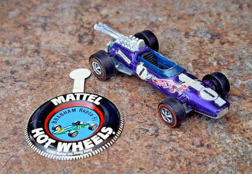 Vintage 1969 Hot Wheels REDLINE Brabham Repco Grand Prix Series Purple w/BUTTON!