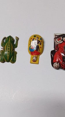 U.S. Metal Toy Mfg. Co. Vintage Tin Frog, Owl, Dancing Couple Lot
