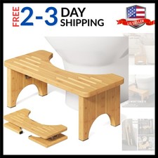 Squatting Potty for Adults Foldable, 7In Bamboo Toilet Stool Squat Adult and ...