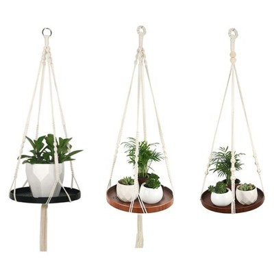 Macrame Plant Hanger Indoor Hanging Planter Shelf Rack Decorative Flower Pot