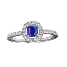 Rhodium Plated 925 Sterling Silver Square Clear  Blue CZ Ring Band Sizes 5-9