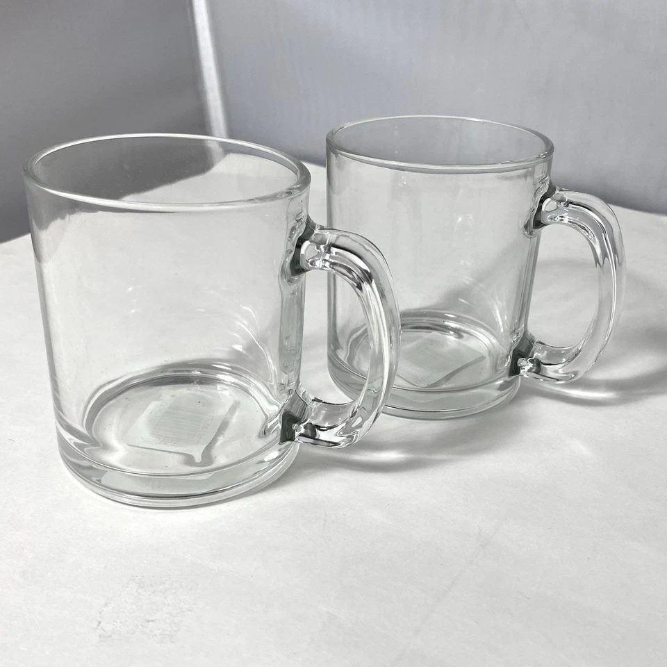 NEW Set Of 2 Clear Glass Coffee Mug Tea Cup With Handle - 11 Oz - Image 3 of 3