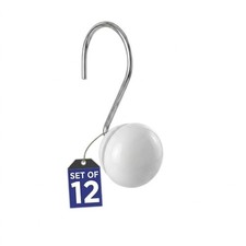 White Shower Curtain Hooks Decorative Set of 12