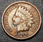 1896 Indian Head Cent Penny Antique Copper U.S.A. One Cent Coin Avg Circ