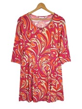Susan Graver Women’s Size L Liquid Knit Retro Boho Groovy Midi Dress 3/4 Sleeve