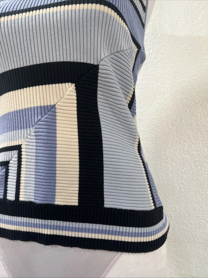 Halter tejido grande INC Woman International Concepts rayas azules sin espalda Foto 2 de 4