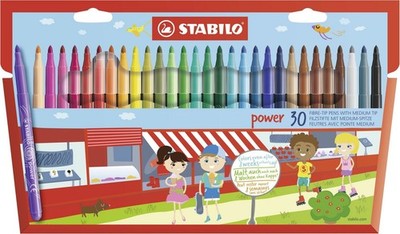 STABILO Filzstift -   power - 30er Pack - mit 30 verschiedenen Farben