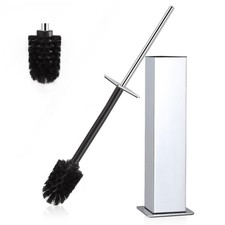BVL Toilet Brush and Holder Set Chrome Stainless Steel 304 Square Freestandin...