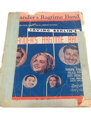 VTG 1938 Irving Berlin Alexanders Ragtime Band Movie Sheet Tyrone Power Alice