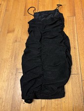 Little Black Dress Tight Rouched Mini Black Shimmer Spaghetti Strap XS Prom Grad