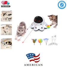 Cat Laser Toy, 2-in-1 Interactive Automatic Motion Activated Moving 8 Holes W...