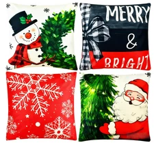 4 Pack Christmas Throw Pillow Covers Christmas Decorations for Bedroom 18 x18