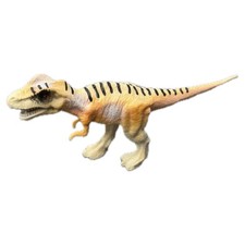 T-Rex Dinosaur Figure Orange Black Stripe Plastic Toy Velociraptor Style Model