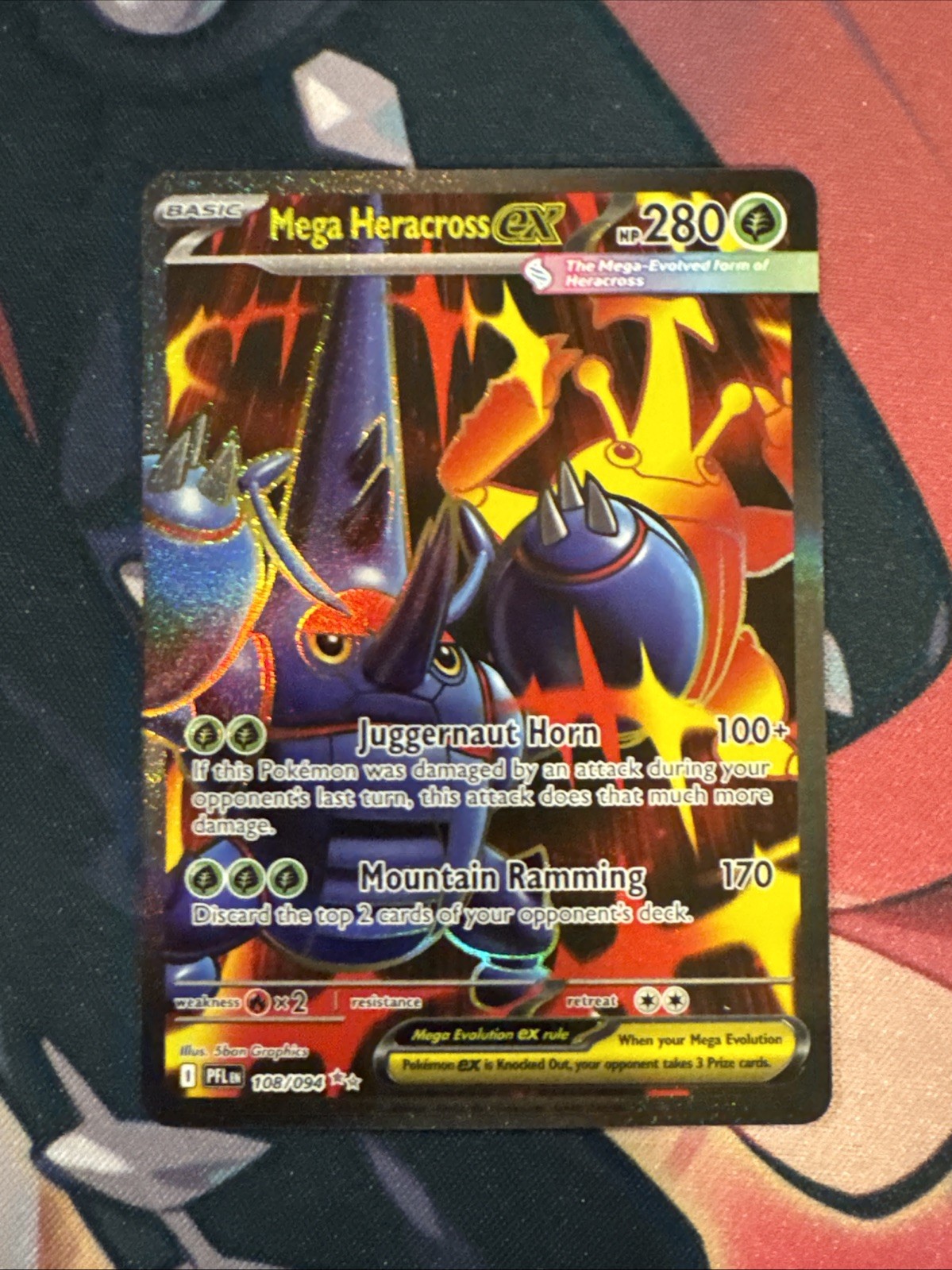 Mega Heracross ex 108/094 Phantasmal Flames NM Ultra Rare Holo Pokemon TCG