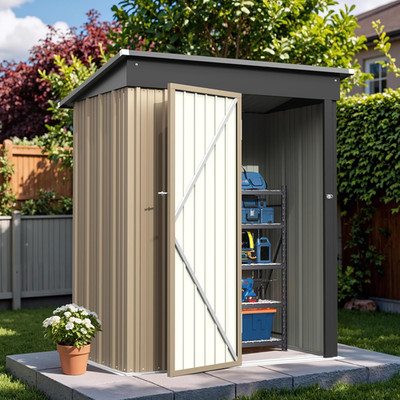 Outdoor Storage Shed  X  Ft. Utility Tool Shed Metal Storage Garden Shed with Do