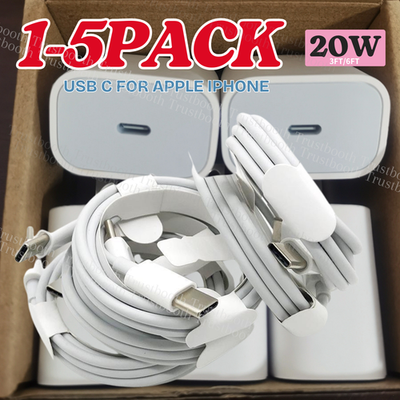 #ad USB C Fast Charger For iPhone 17 16 15 14 13 12 11 Type C Block 20W PD Cable Lot $21.72