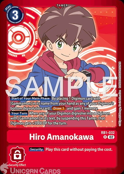 RB1-032 Hiro Amanokawa : Rare Alternative Art Digimon Card : LM06: Billion Bulle