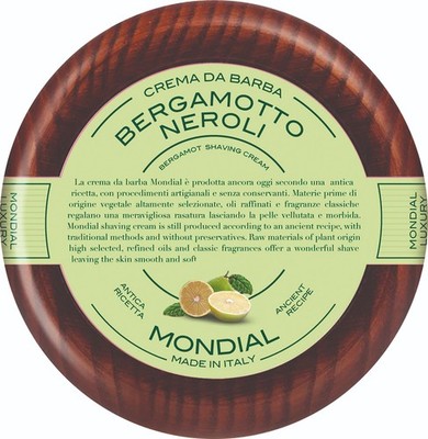 Bergamotto Neroli Mondial Quality Shaving Cream Holztiegel 4.7oz Made IN Italy