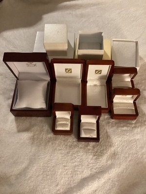 Lot of 7 Wood Look Jewelry Presentation Gift Boxes Watch Ring Earrings Necklace