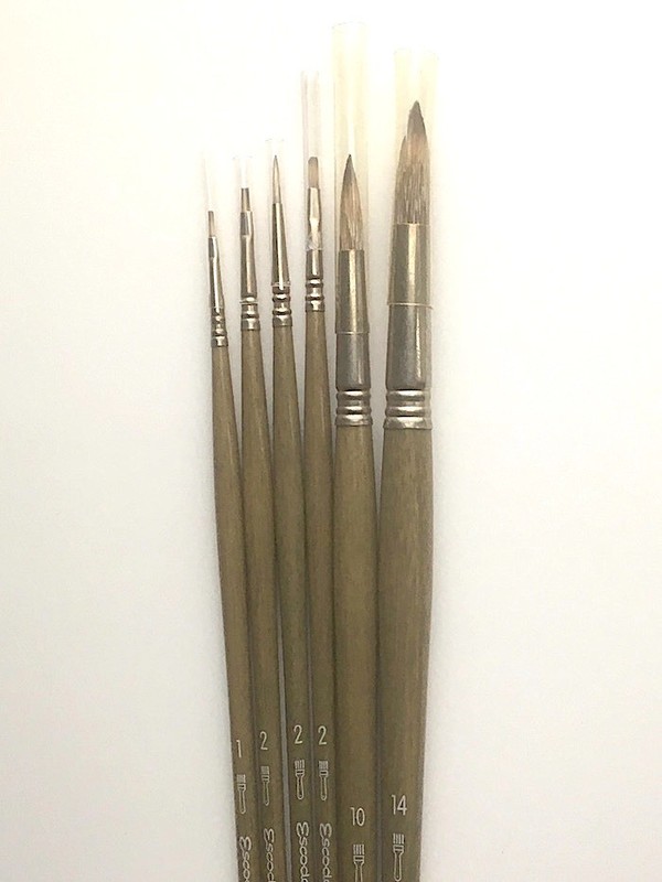 New Escoda Tadami Synthetic Mongoose Brush lot: rounds, filberts, flat 