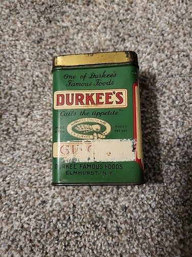 Vintage Durkee's Ginger Tin Seasoning, Early Version 2 Oz. Unknown Contents