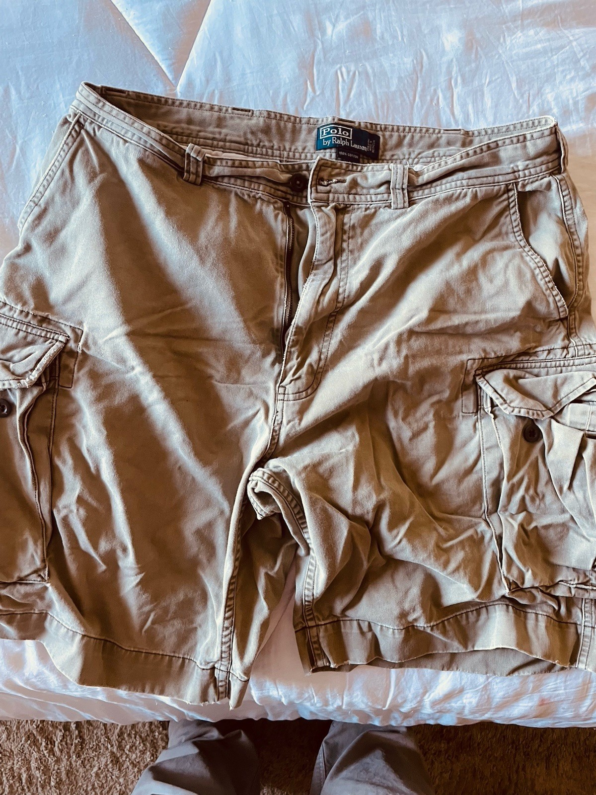 Polo Ralph Lauren Shorts Mens 36 Khaki Cargo 100% Cotton Polo 67 Chino Casual