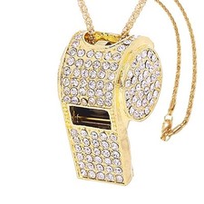 Whistle, Metal Crystal Rhinestone Whistle,Bling Whistle,Shining Whistle Gold