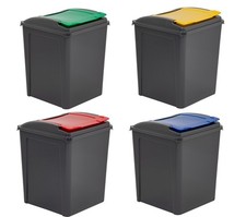 Image of Plastic Recycle Bin With Lid 50L Rubbish Dustbin Home Kitchen Garden Waste Bin