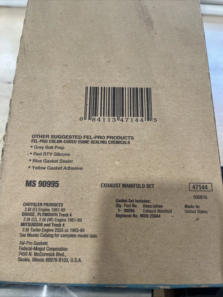 Junta de colector de escape Fel-Pro para Chrysler Conquest 1987-1989 identificación de pieza MS90995 Foto 2 de 2