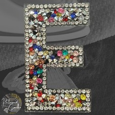 Letter E Multicolor Rhinestone Iron On Patch Applique Embellishment