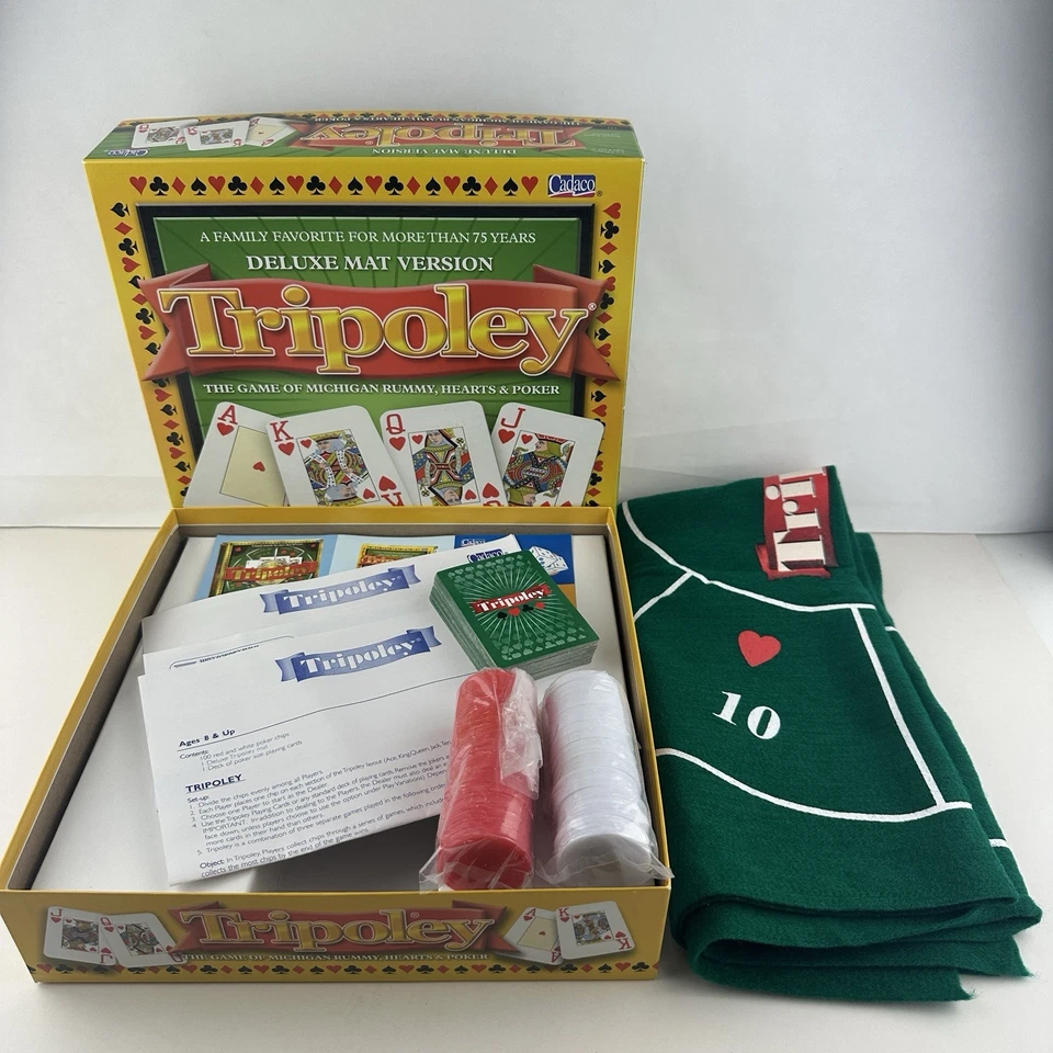 Tripoley Deluxe Mat Versión Juego de Michigan Rummy Hearts Poker por Cadaco 2007 Foto 3 de 4