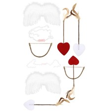 Comfortable One Size Cupid Wings and Bow Set for Baby Valentine Photo Props