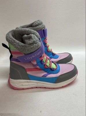 Lilly & Dan Girls Pink Purple Waterproof Winter Snow Boots Kids Youth Size 2