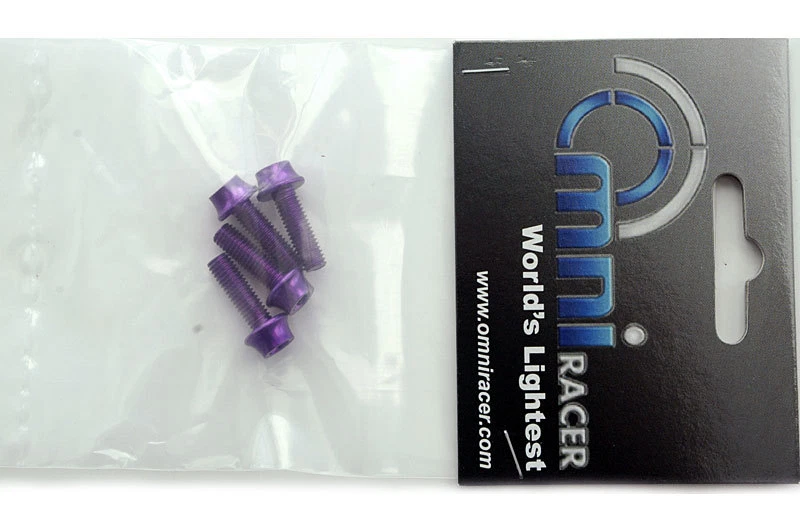 4 OMNI Racer WORLDS LIGHTEST Bicycle Bottle Cage Bolts Bolt Set: M5x15mm PURPLE - Image 3 of 3