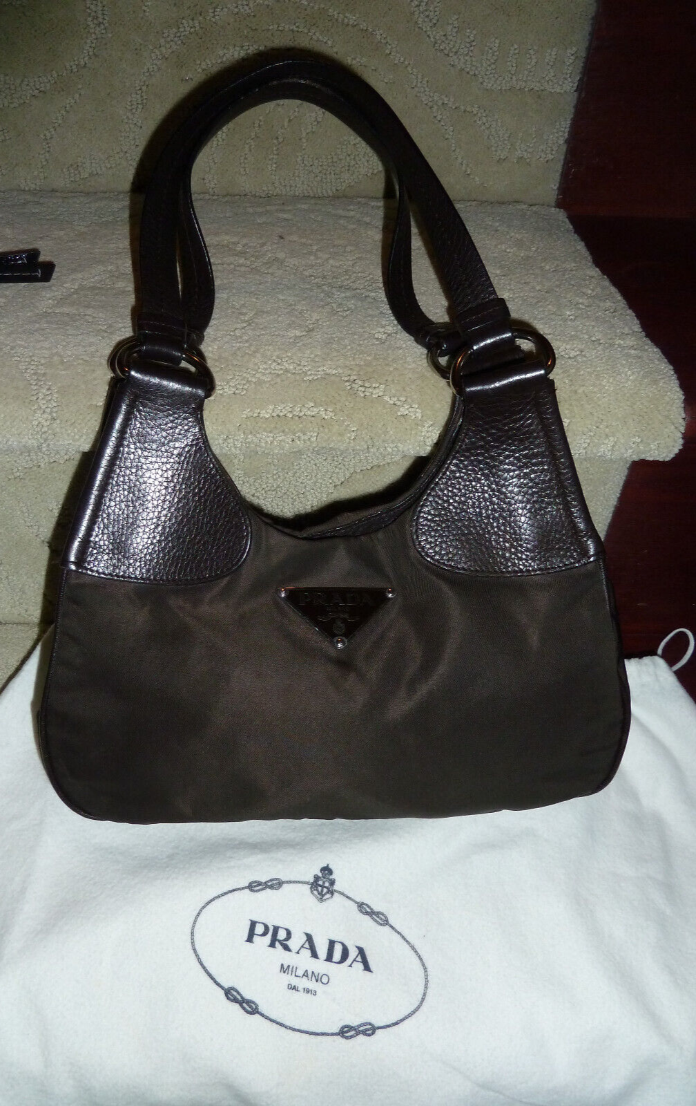 prada nylon brown bag