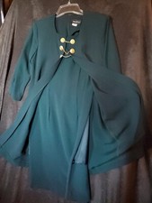 Vintage 90-80's Impulsive Women 6P Dress Acetate Rayon 3/4 Sleeve Green USA Made