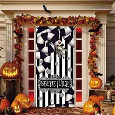Beetlejuice Door Cover Scary Creepy Halloween Photo Backdrop Halloween