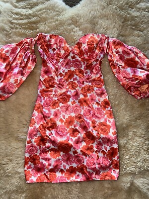 Ohpolly sexy Oh Polly Blissed Out red pink flowers  party Mini Dress size 0 XS