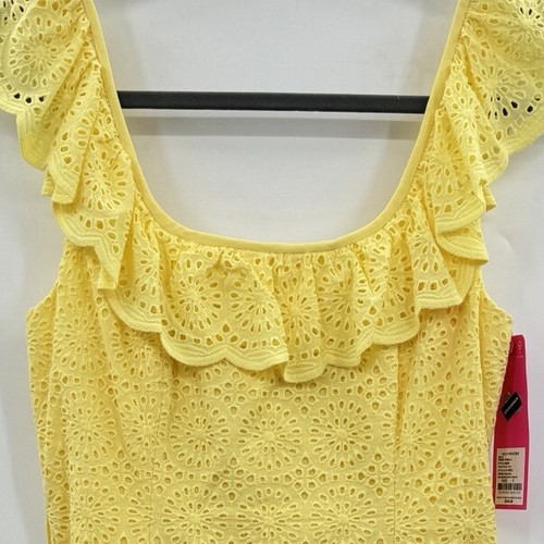 Vestido Lilly Pulitzer Ryann Ojales Talla 0 Amarillo Volantes Playa Preppy NUEVO - Imagen 3 de 14