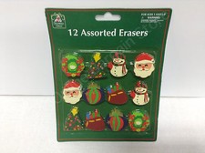 Christmas Holiday Pencil Erasers School Supplies Stocking Stuffer Santa Wreath