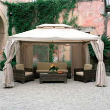 Gazebo Sahara 3x4x2,85 m alluminio e teli in poliestere ecrù da giardino esterno