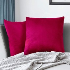 Set of 2 Velvet Throw Pillow Covers 18"x18" Decorative Pillow Cases - Rose Red